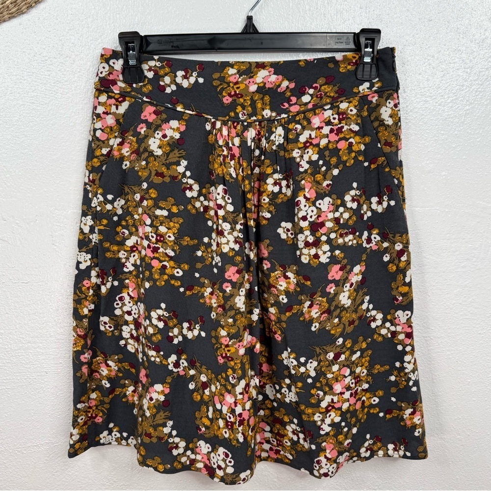 Boden Skirt Womens Size 2R Gray Floral A-Line Knee Length Lined with Pockets